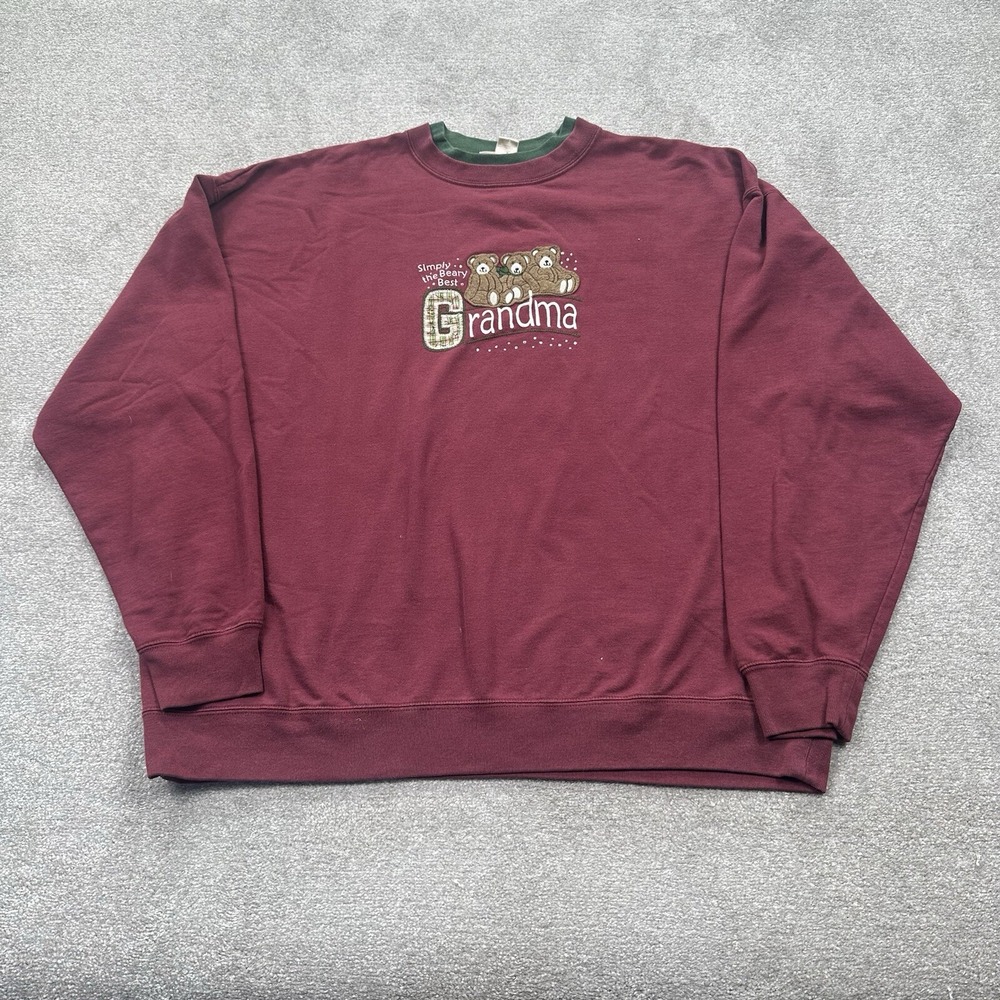 M&C Sportswear Simply The Beary Best Grandma‎ Sweatshirt Size 2XL Red